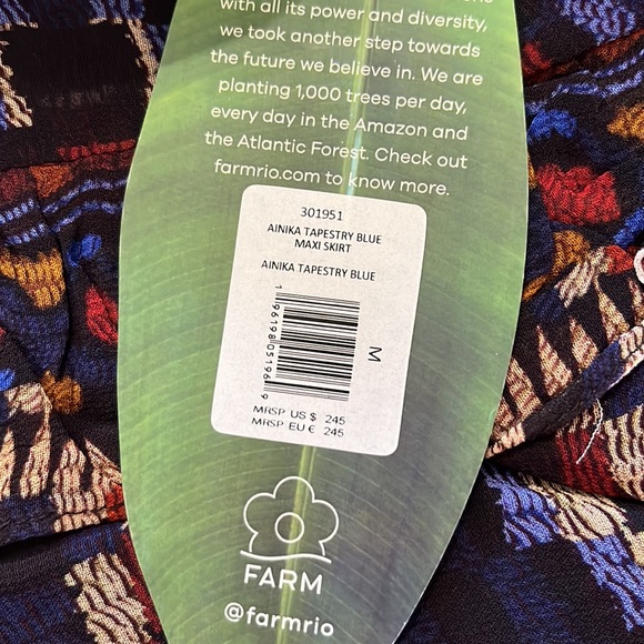 Farm Rio Ainika Tapestry Blue Maxi Skirt Tiered Size M - Picture 15 of 16